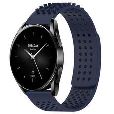 Per Xiaomi Watch S2 42mm 22mm Fori Cinturino in silicone traspirante con punti 3D (blu notte)