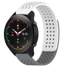 Per Xiaomi MI Watch S1 Pro Cinturino in silicone traspirante con punti 3D da 22 mm (bianco + grigio)