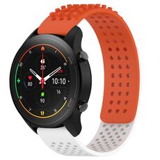 Per Xiaomi MI Watch S1 Pro Cinturino in silicone traspirante con punti 3D da 22 mm (arancione + bianco)
