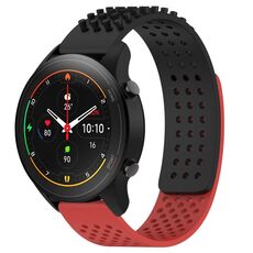Per Xiaomi MI Watch S1 Pro Cinturino in silicone traspirante con punti 3D da 22 mm (nero + rosso)