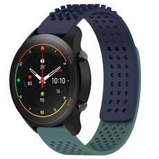 Per Xiaomi MI Watch S1 Pro Cinturino in silicone traspirante con punti 3D da 22 mm (blu notte + verde oliva)