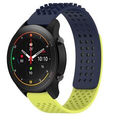 Per Xiaomi MI Watch S1 Pro Cinturino in silicone traspirante con punti 3D da 22 mm (blu notte + verde lime)