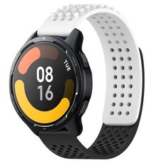 Per Xiaomi Watch S1 Active 22mm Fori Cinturino in silicone traspirante con punti 3D (bianco + nero)