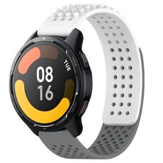 Per Xiaomi Watch S1 Active 22mm Fori Cinturino in silicone traspirante con punti 3D (bianco + grigio)