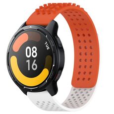 Per Xiaomi Watch S1 Active 22mm Fori Cinturino in silicone traspirante con punti 3D (arancione + bianco)