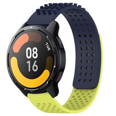 Per Xiaomi Watch S1 Active 22mm Fori Cinturino in silicone traspirante con punti 3D (blu notte + verde lime)