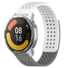 Per Xiaomi MI Watch Color 2 Fori da 22 mm Cinturino in silicone traspirante con punti 3D (bianco + grigio)