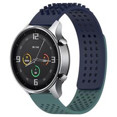 Per Xiaomi MI Watch Colore 22mm Fori Cinturino in silicone traspirante con punti 3D (blu notte + verde oliva)