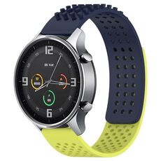 Per Xiaomi MI Watch Colore 22mm Fori Cinturino in silicone traspirante con punti 3D (blu notte + verde lime)
