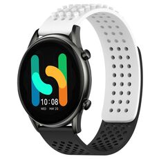 Per Xiaomi Haylou RT2 LS10 cinturino in silicone traspirante con punti 3D con fori da 22 mm (bianco + nero)
