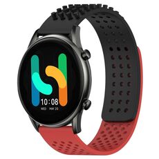 Per Xiaomi Haylou RT2 LS10 cinturino in silicone traspirante con punti 3D con fori da 22 mm (nero + rosso)