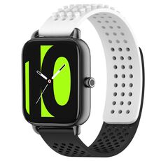 Per Xiaomi Haylou RS4 LS12 cinturino in silicone traspirante con fori da 22 mm (bianco + nero)