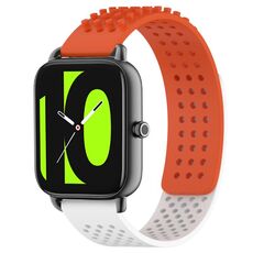 Per Xiaomi Haylou RS4 LS12 cinturino in silicone traspirante con punti 3D con fori da 22 mm (arancione + bianco)