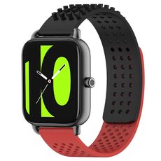 Per Xiaomi Haylou RS4 LS12 cinturino in silicone traspirante con fori da 22 mm (nero + rosso)