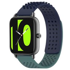 Per Xiaomi Haylou RS4 LS12 cinturino in silicone traspirante con punti 3D con fori da 22 mm (blu notte + verde oliva)