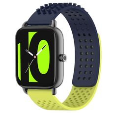 Per Xiaomi Haylou RS4 LS12 cinturino in silicone traspirante con punti 3D con fori da 22 mm (blu notte + verde lime)