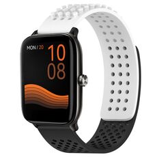 Per Xiaomi Haylou GST LS09B cinturino in silicone traspirante con punti 3D con fori da 22 mm (bianco + nero)