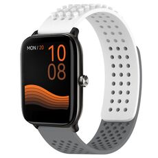 Per Xiaomi Haylou GST LS09B cinturino in silicone traspirante con punti 3D con fori da 22 mm (bianco + grigio)