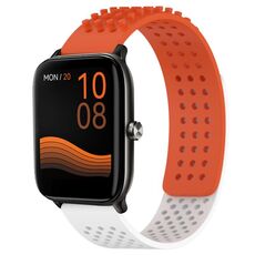 Per Xiaomi Haylou GST LS09B cinturino in silicone traspirante con punti 3D con fori da 22 mm (arancione + bianco)