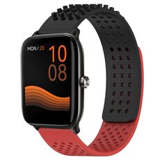 Per Xiaomi Haylou GST LS09B cinturino in silicone traspirante con punti 3D da 22 mm (nero + rosso)