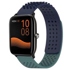 Per Xiaomi Haylou GST LS09B cinturino in silicone traspirante con punti 3D con fori da 22 mm (blu notte + verde oliva)