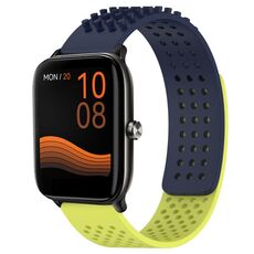 Per Xiaomi Haylou GST LS09B cinturino in silicone traspirante con punti 3D con fori da 22 mm (blu notte + verde lime)