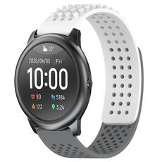 Per Xiaomi Haylou RT LS05S cinturino in silicone traspirante con punti 3D da 22 mm (bianco + grigio)