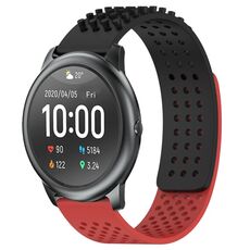 Per Xiaomi Haylou RT LS05S cinturino in silicone traspirante con punti 3D con fori da 22 mm (nero + rosso)