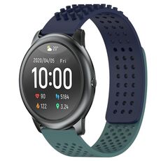 Per Xiaomi Haylou RT LS05S cinturino in silicone traspirante con punti 3D con fori da 22 mm (blu notte + verde oliva)