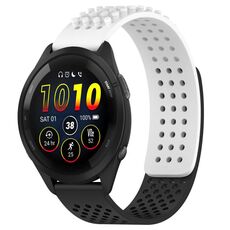 Per cinturino in silicone traspirante con punti 3D Garmin Forerunner 265 fori da 22 mm (bianco + nero)