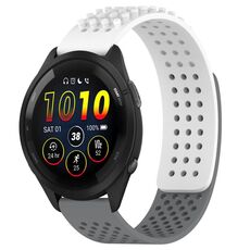 Per cinturino in silicone traspirante con punti 3D Garmin Forerunner 265 fori da 22 mm (bianco + grigio)