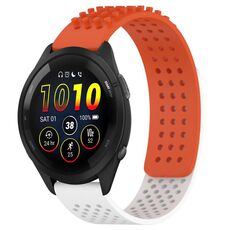 Per cinturino in silicone traspirante con punti 3D Garmin Forerunner 265 fori da 22 mm (arancione + bianco)