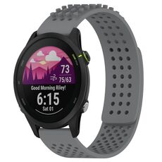 Cinturino per orologio in silicone traspirante con punti 3D per Garmin Forerunner 255 Music, fori da 22 mm (grigio)