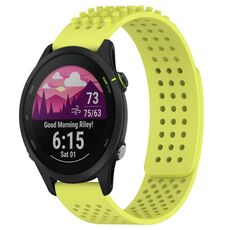 Cinturino per orologio in silicone traspirante con punti 3D per Garmin Forerunner 255 Music, fori da 22 mm (verde lime)