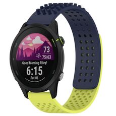 Per Garmin Forerunner 255 Music cinturino in silicone traspirante con punti 3D con fori da 22 mm (blu notte + verde lime)