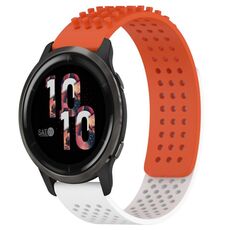 Per cinturino in silicone traspirante con punti 3D Garmin Venu 2 da 22 mm (arancione + bianco)