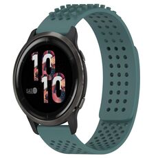 Per cinturino in silicone traspirante con punti 3D Garmin Venu 2, fori da 22 mm (verde oliva)