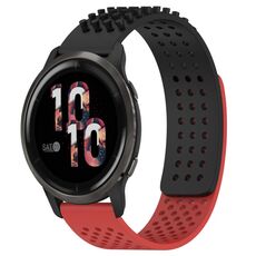 Per cinturino in silicone traspirante con punti 3D Garmin Venu 2 da 22 mm (nero + rosso)