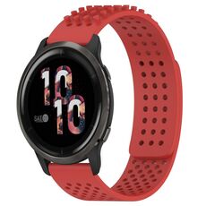 Per cinturino in silicone traspirante con punti 3D Garmin Venu 2, fori da 22 mm (rosso)