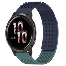 Per cinturino in silicone traspirante con punti 3D Garmin Venu 2, fori da 22 mm (blu notte + verde oliva)