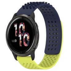 Per cinturino in silicone traspirante con punti 3D Garmin Venu 2, fori da 22 mm (blu notte + verde lime)