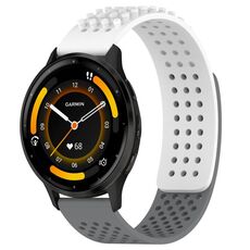 Per cinturino in silicone traspirante con punti 3D Garmin Venu 3 da 22 mm (bianco + grigio)