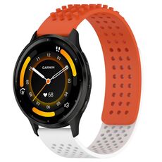 Per cinturino in silicone traspirante con punti 3D Garmin Venu 3 da 22 mm (arancione + bianco)