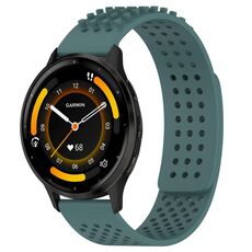 Per cinturino in silicone traspirante con punti 3D Garmin Venu 3, fori da 22 mm (verde oliva)