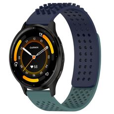 Per cinturino in silicone traspirante con punti 3D Garmin Venu 3 da 22 mm (blu notte + verde oliva)