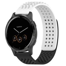 Per cinturino in silicone traspirante con punti 3D Garmin Vivoactive 4 fori da 22 mm (bianco + nero)