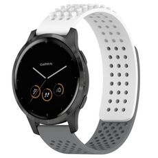 Per cinturino in silicone traspirante con punti 3D Garmin Vivoactive 4 fori da 22 mm (bianco + grigio)