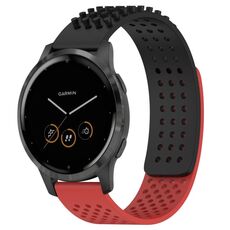 Per cinturino in silicone traspirante con punti 3D Garmin Vivoactive 4 fori da 22 mm (nero + rosso)