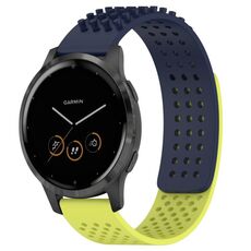 Per cinturino in silicone traspirante con punti 3D Garmin Vivoactive 4 fori da 22 mm (blu notte + verde lime)
