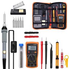 Set di strumenti multimetro per saldatore a temperatura regolabile 19 in 1 da 60 W, colore: spina americana grigia